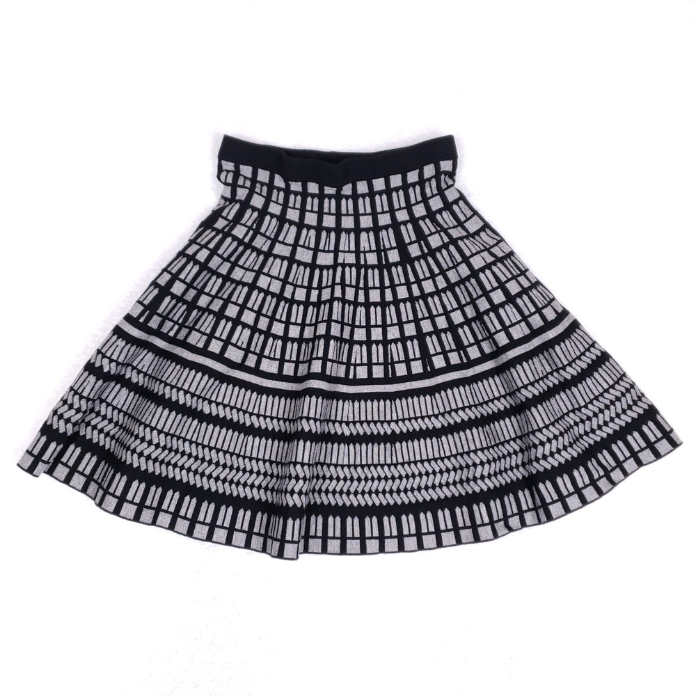 Carmen Marc Valvo Skirt A Line Small Black White Geometric Gallery Girl‎